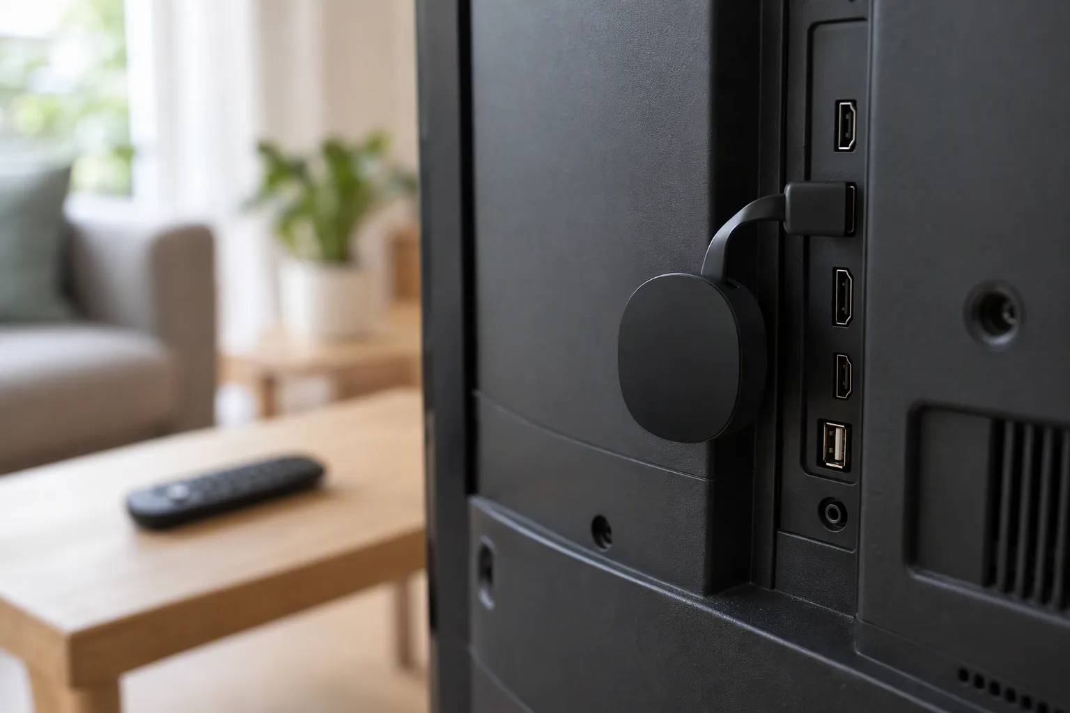 Dispositivo de streaming conectado a un televisor por HDMI